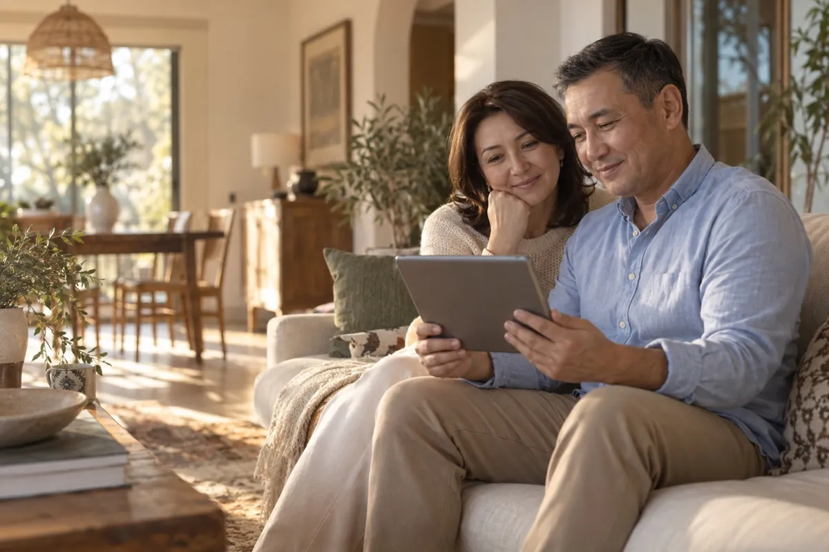Parents sharing a relaxed moment at home